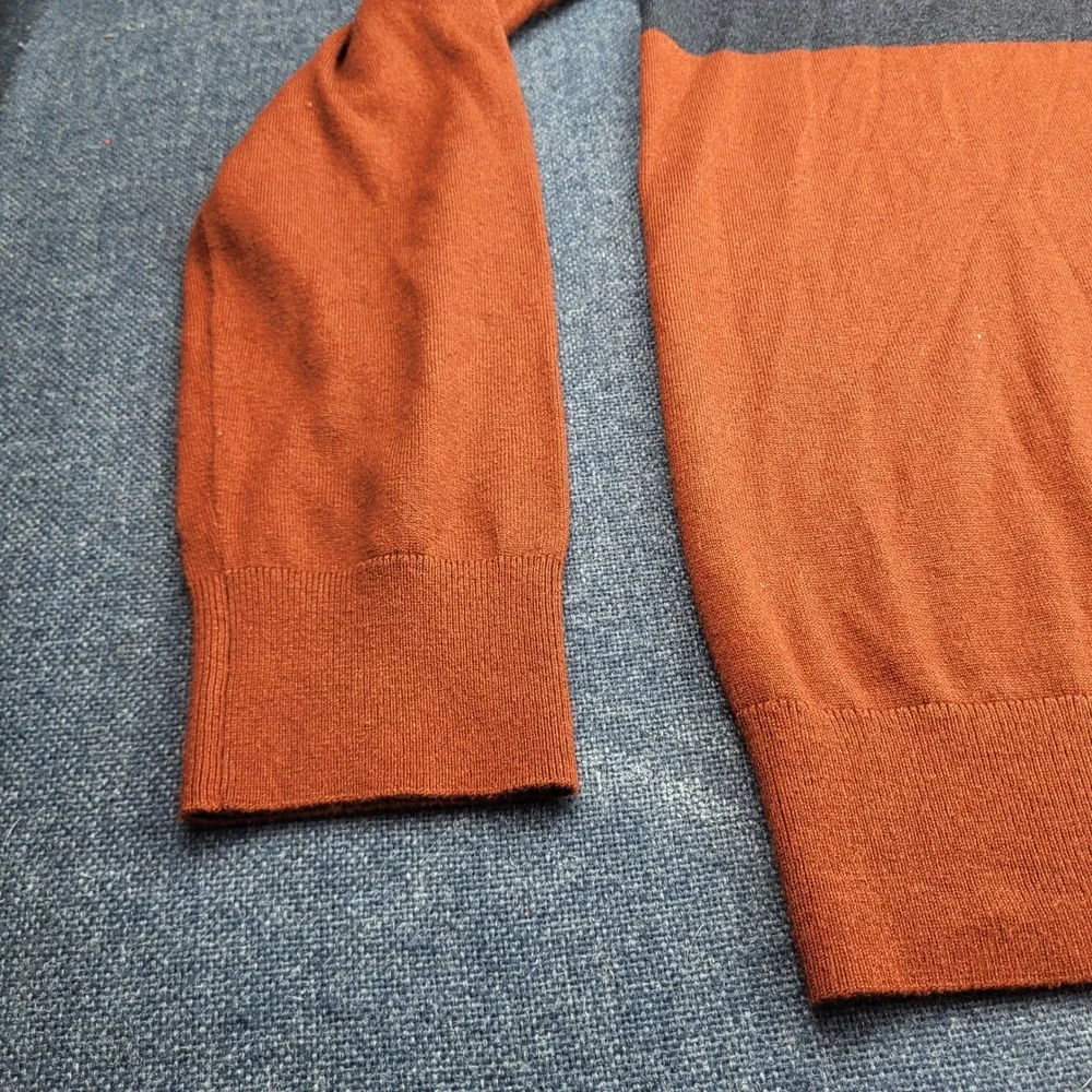 Banana Republic Mens Luxury Blend Silk Cotton Cashmere Striped Sweater Rust L